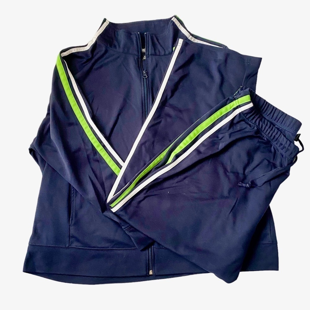 Mossimo Track Workout Suit Lounge Athleisure Blue Green White Jacket & Pants 1X